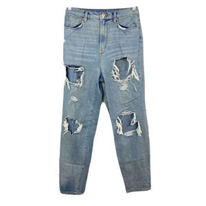 BDG Jeans Womens Sz 29 Light Blue Cotton Denim Ripped Distressed Mom High‎ Rise